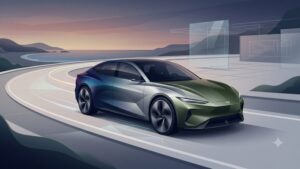 Футуристичный автомобиль в современном цвете, иллюстрирующий тренды автомобильных красок премиум-сегмента на 2026 год